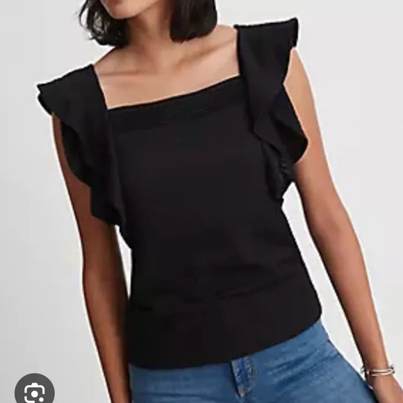 NWOT Ann Taylor Seersucker Square Neck Flutter Sleeve Shell Top White XS - Picture 2 of 14